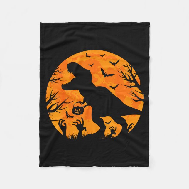 Couverture Polaire Halloween Dinosaur T Rex With Pumpkin Dinosaur Hal (Devant)