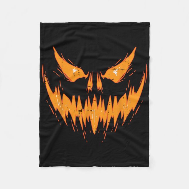 Couverture Polaire Halloween Éffrayant Jack-o'-lantern Face Citrouill (Devant)