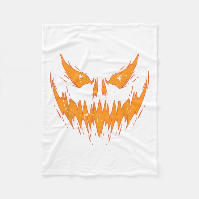Couverture Polaire Halloween Éffrayant Jack-o'-lantern Face Citrouill (Devant)