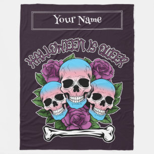 Couverture Polaire Halloween est gay, les crânes dans les couleurs tr