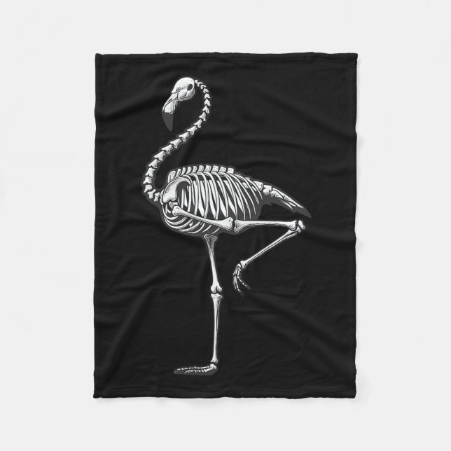 Couverture Polaire Halloween Flamant rose squelette (Devant)