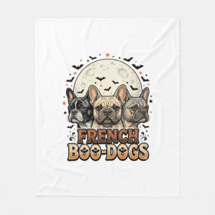 Couverture Polaire Halloween Frenchie Boo Dogs Drôle Vintage_1