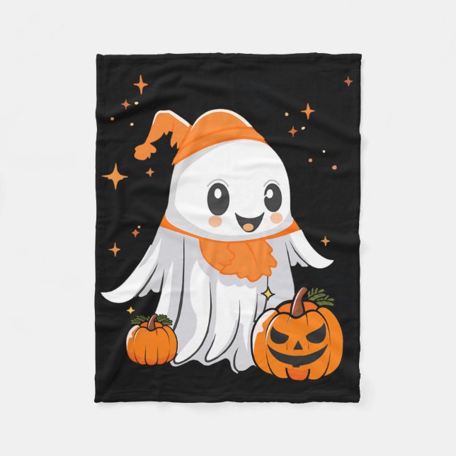 Couverture Polaire Halloween Ghost Citrouille Pour Femmes Hommes Enfa (Devant)