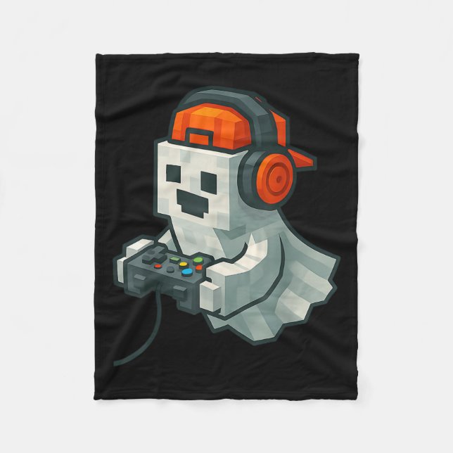 Couverture Polaire Halloween Ghost Gamer Funny Pixel Video Gaming Boy (Devant)