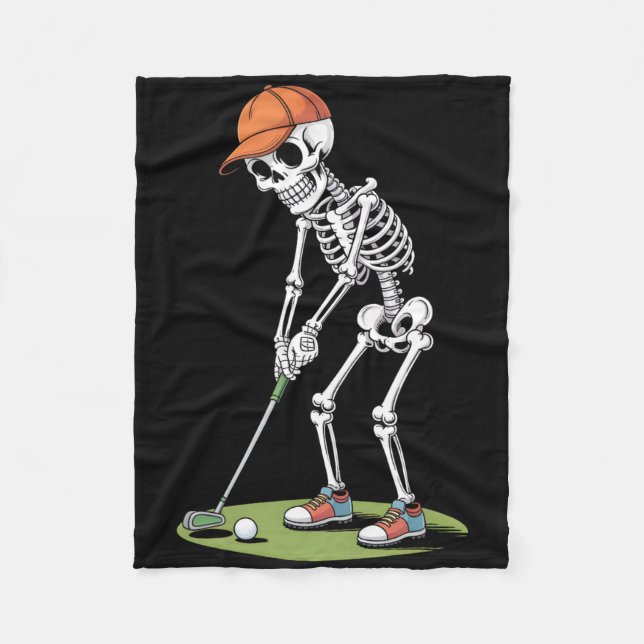 Couverture Polaire Halloween Golfer Lecteur Skeleton Golf Funny M (Devant)