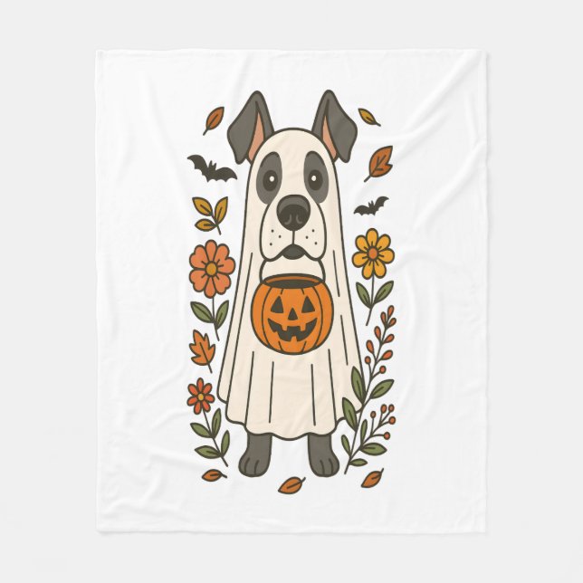Couverture Polaire Halloween Grandes Fleurs Danoises (Devant)