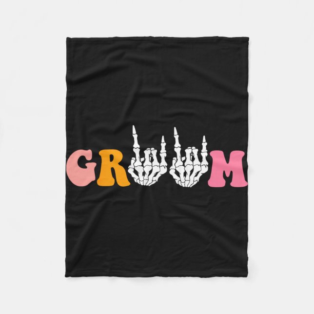 Couverture Polaire Halloween Groom Bride Squelette Mariage main Bache (Devant)
