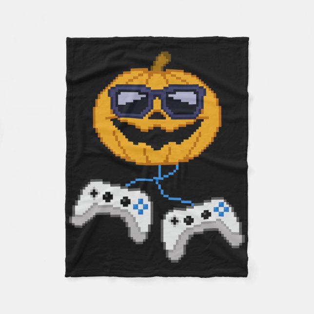 Couverture Polaire Halloween Jack-o'-lantern Pixeleleled Jeu Gamer Bo (Devant)
