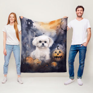 Couverture Polaire Halloween Maltais Avec Peur Citrouille