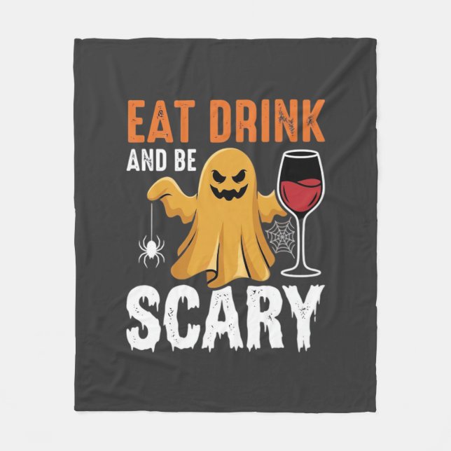 Couverture Polaire Halloween Manger Boire Être Effrayant Fantôme Conc (Devant)
