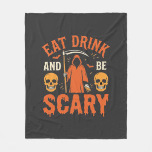 Couverture Polaire Halloween Manger Boire Être Effrayant Reaper Desig