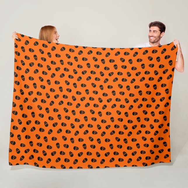 Couverture Polaire Halloween moderne Halloween crâne orange (En situation)