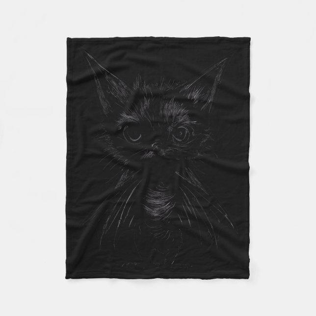 Couverture Polaire Halloween Mpy Black Kitten In Bat Costume  (Devant)