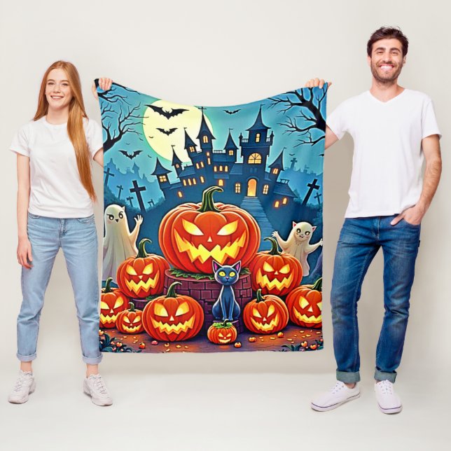 Couverture Polaire Halloween Night: Spooky Fun Art (En situation)