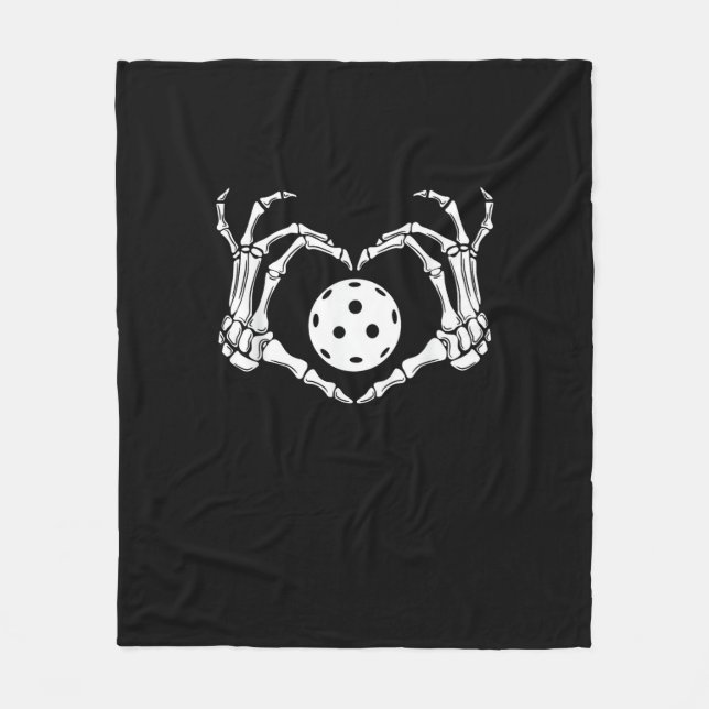Couverture Polaire Halloween Pickle Skeleton Mains de coeur (Devant)