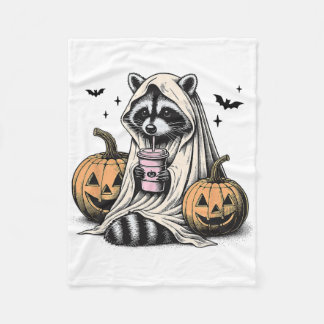 Couverture Polaire Halloween Raccoon Ghost