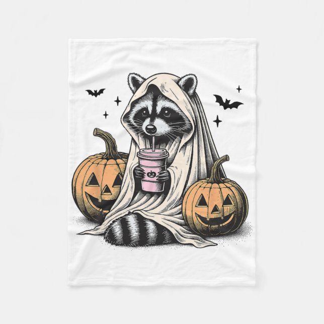 Couverture Polaire Halloween Raccoon Ghost (Devant)