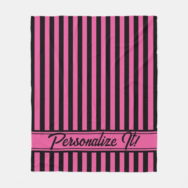 Couverture Polaire Halloween rayure verticale rose noir (Devant)