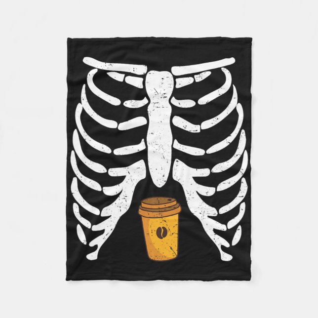 Couverture Polaire Halloween Rib Cage Café Lover Skeleton Drôle Wom (Devant)