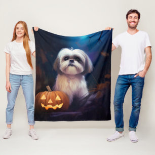 Couverture Polaire Halloween Shih Tzu Avec La Peur Citrouille
