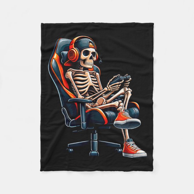 Couverture Polaire Halloween Shirts Skeleton Gamer Video Gaming Boys  (Devant)