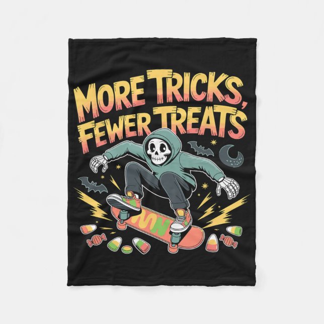 Couverture Polaire Halloween Skateboard Traces Skeleton Candy Youth (Devant)
