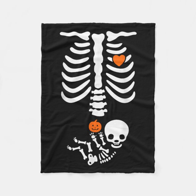 Couverture Polaire Halloween Skeleton Baby Rib Cage Pregnant Pumpkin  (Devant)