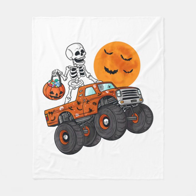 Couverture Polaire Halloween Skeleton équitation Monster Camion (Devant)