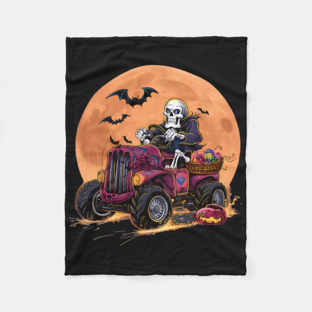Couverture Polaire Halloween Skeleton équitation Monster Truck Toddle (Devant)