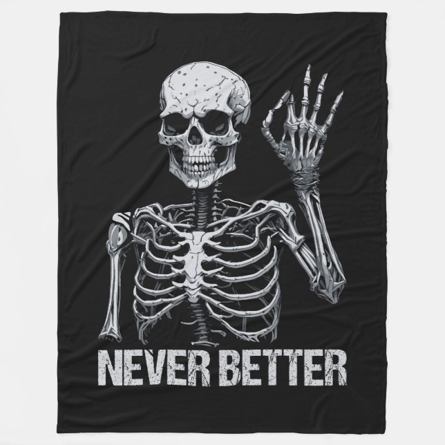 Couverture Polaire Halloween Skeleton - Jamais mieux je (Devant)