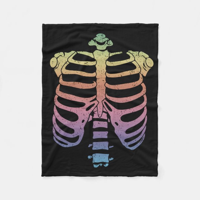 Couverture Polaire Halloween Skeleton Rib Cage Zombie Costume Tee (Devant)
