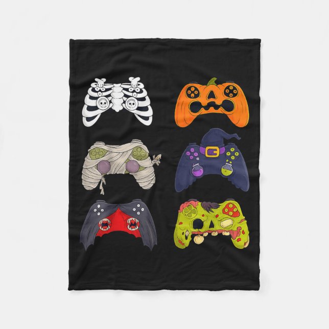Couverture Polaire Halloween Skeleton Zombie Gaming Controllers  (Devant)