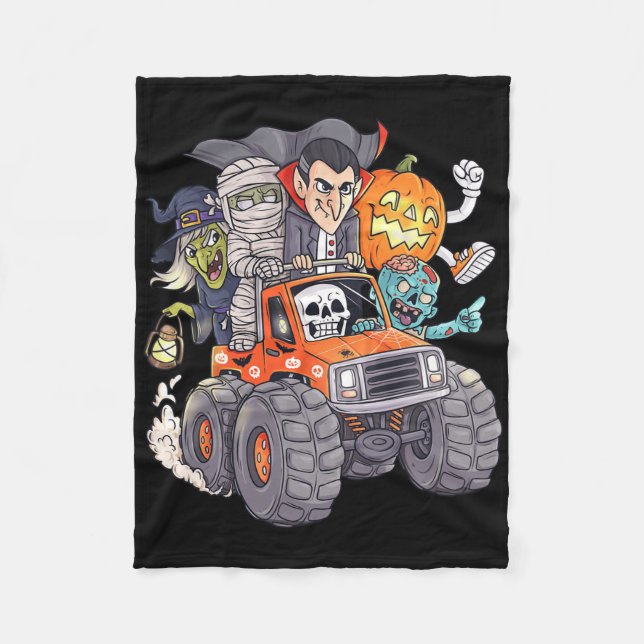 Couverture Polaire Halloween Skeleton Zombie Monster Truck Vampire Bo (Devant)