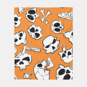 Couverture Polaire Halloween Skulls Bones DoodMotif