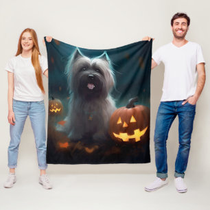 Couverture Polaire Halloween Skye Terrier Avec La Peur Citrouille