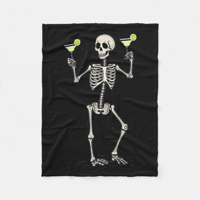 Couverture Polaire Halloween Squelette Boire Margarita Tail (Devant)