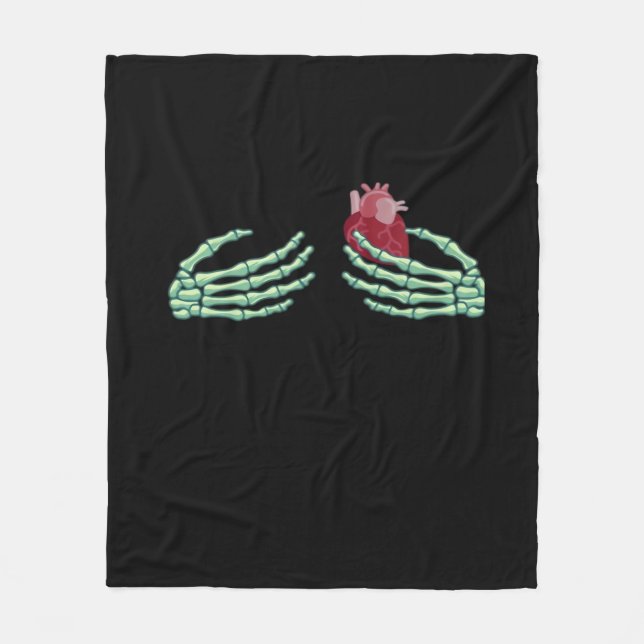 Couverture Polaire Halloween Squelette Mains Avec Coeur Classique (Devant)