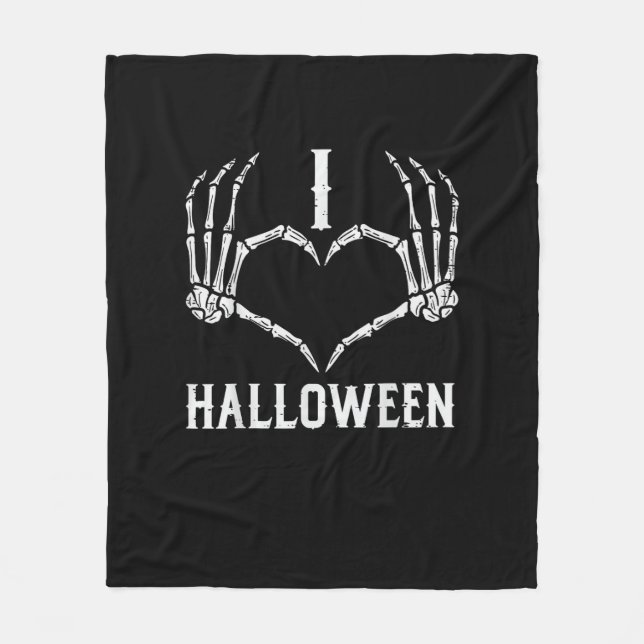 Couverture Polaire Halloween Squelette Mains Coeur mignonne Femmes Fi (Devant)