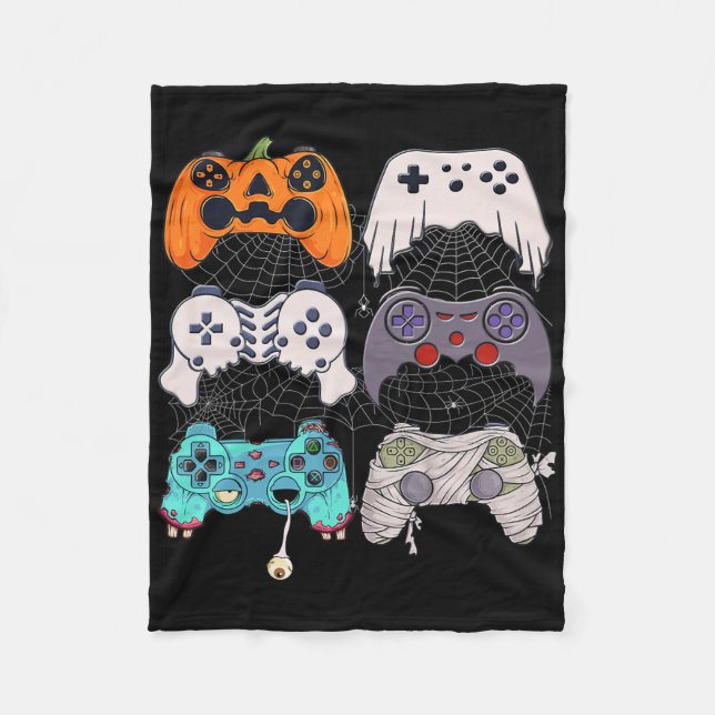 Couverture Polaire Halloween Squelette Zombie Contrôleurs de jeu mama (Devant)
