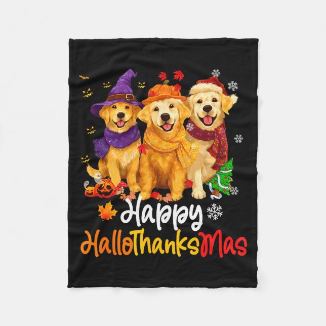 Couverture Polaire Halloween Thanksgiving Christmas Golden Retriever  (Devant)