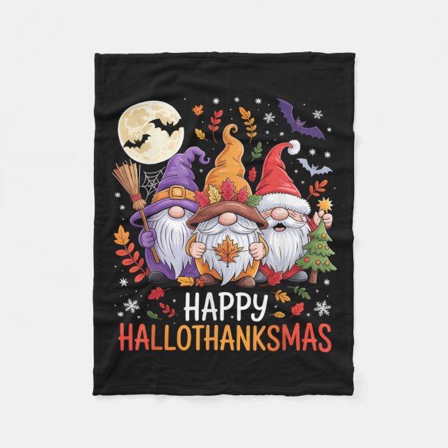 Couverture Polaire Halloween Thanksgiving Christmas Happy Hallothanks (Devant)