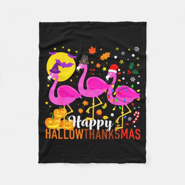 Couverture Polaire Halloween Thanksgiving Christmas Happy Hallowthank (Devant)