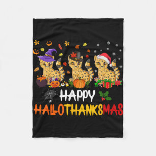 Couverture Polaire Halloween Thanksgiving Noël Cheetah Chat Hallo