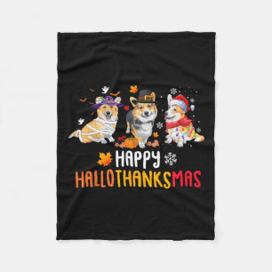 Couverture Polaire Halloween Thanksgiving Noël Funny Corgi Chiens