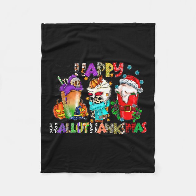 Couverture Polaire Halloween Thanksgiving Noël Joyeux Hallomerci (Devant)