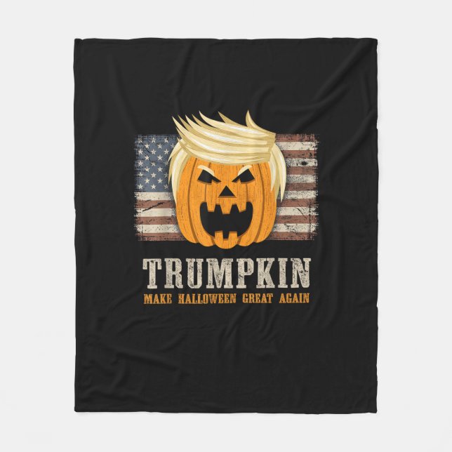 Couverture Polaire Halloween Trumpkin Vintage Us Drapeau drôle (Devant)