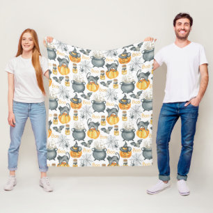 Couverture Polaire Halloween Whimsical Cauldron et Motif de chats
