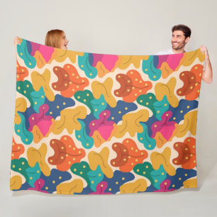 Couverture Polaire Halloween Whimsical Feuilles d'automne Motif sans 
