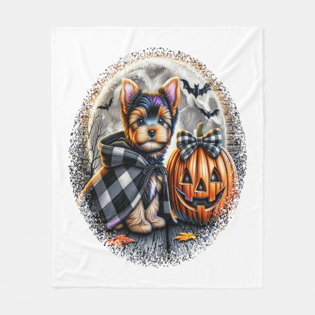 Couverture Polaire Halloween Yorkie Dog (Devant)