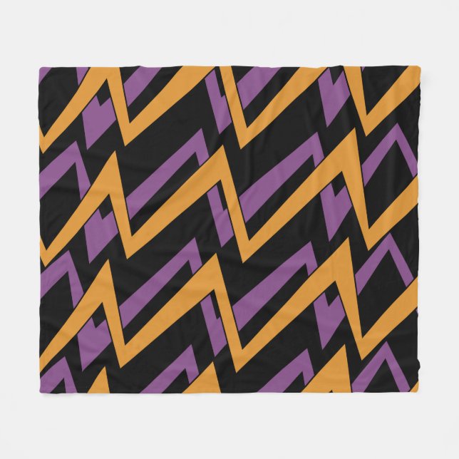 Couverture Polaire Halloween Zig Zags Orange Violet  (Devant (Horizontal))
